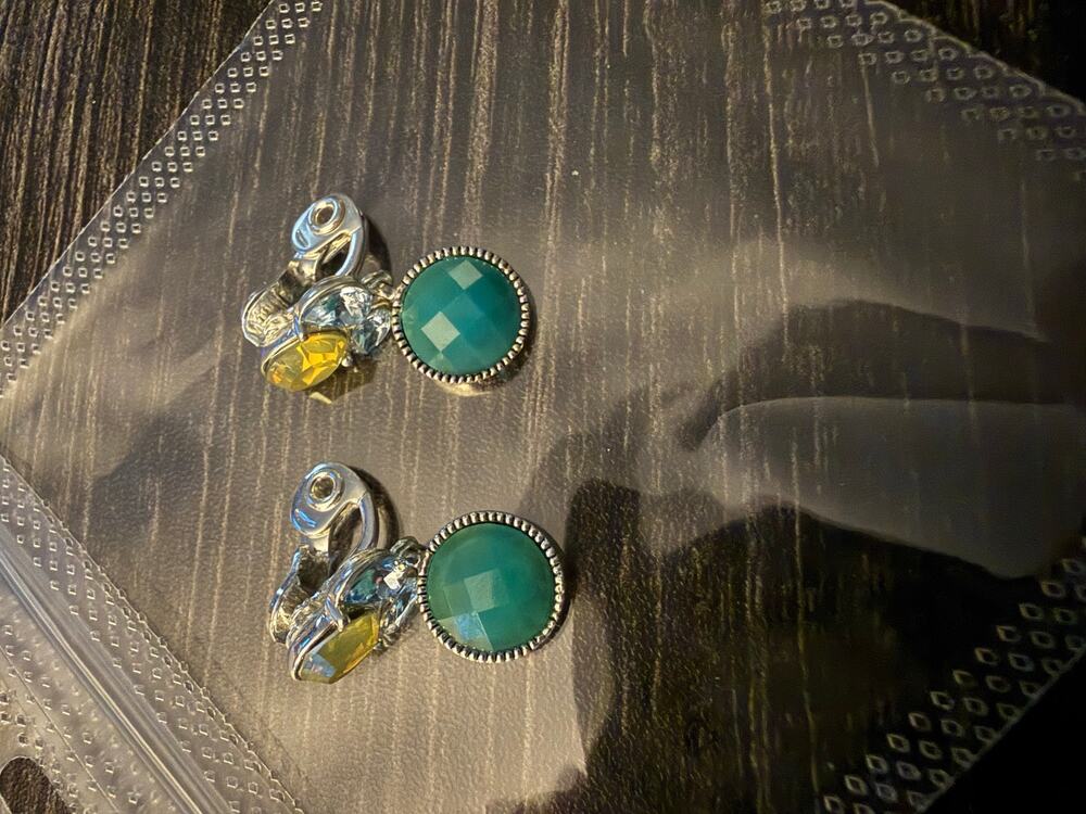 Vintage Napier Multi-Gem Silver-Tone Clip-on Earrings